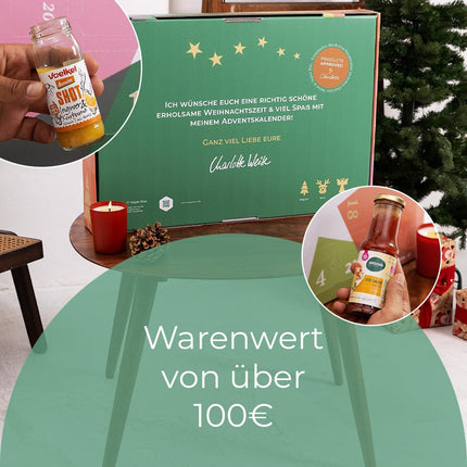 veganbox saa inspiratsiooni BOX advendikalender Eco 24 vegan toodet Marie Johnsonilt Jätkusuutlik advendikalender 2022 ilu, toidu ja palju muuga beež