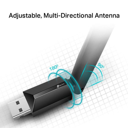 TP-Link Archer T2U Plus AC600 suure võimendusega kahesageduslik USB WiFi-adapter 5dBi antenniga (kuni 433 Mbps 5 GHz sagedusel ja 200 Mbps 2,4 GHz sagedusel, ühildub Windows 10/8.1/8/7/XP ja Mac OS X-iga)