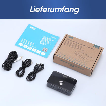 August MR285 Bluetooth 5.3 saatja-vastuvõtja akuga AUX RCA optilise koaksiaalkaabli, USB-pordi ja Bluetooth HiFi heliadapteri jaoks, millel on NFC mitmepunktiline helitugevuse reguleerimise möödaviik kahe kõrvaklapi, teleri, arvuti, auto jaoks