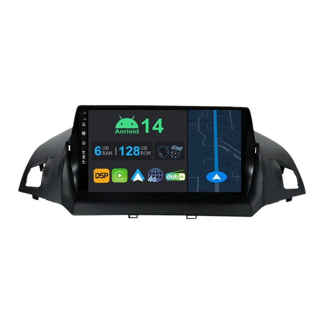 YUNTX 9-tolline Android 14 autoraadio navigatsiooniga Ford Kuga Escape C-max 2013-2017 | Octa Core | 6 GB 128 GB | Sisseehitatud 4G LTE | CarPlay ja Android Auto | DSP | DAB+ | HDMI | Kahesageduslik WiFi | Bluetooth 5.0