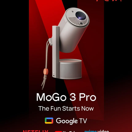 XGIMI MoGo 3 Pro 1080P miniprojektor, Google TV litsentseeritud Netflixiga, integreeritud reguleeritav alus, kaasaskantav projektor, 450 ISO luumenit, ISA 2.0, 2x5W Harman Kardon