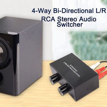 XMSJSIY 4-suunaline kahesuunaline RCA stereo lüliti, helivaliku kast DVD, kõlari ja CD-mängija jaoks, ühildub L/R helikanaliga seadmetega