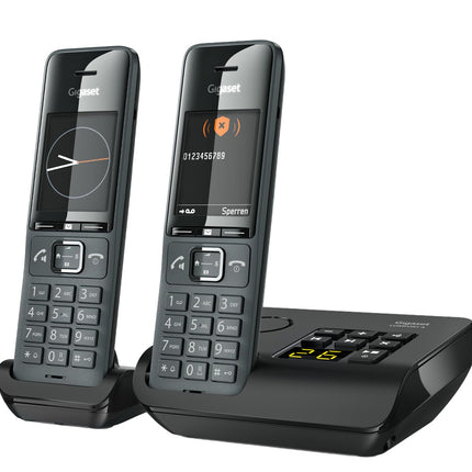 Gigaset Comfort 520A Duo - 2 juhtmeta DECT-telefoni automaatvastajaga - parim helikvaliteet valjuhääldiga - ärge segage - aadressiraamat 200 kontaktile, titaanmust [saksa versioon]