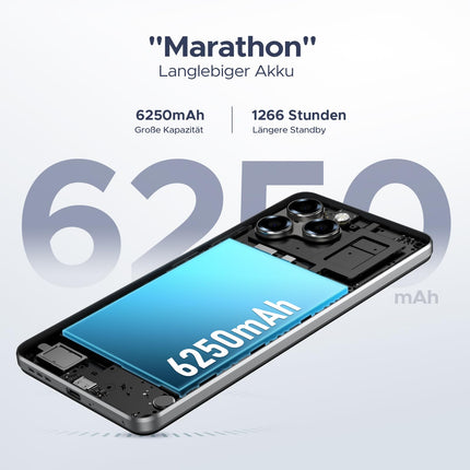 DOOGEE Note 58 Android 15 nutitelefon, 6250mAh aku, 32GB + 128GB / 2TB TF-kaart, 6,75" HD+ IPS T7250 kaheksatuumaline, 16MP + 8MP, kahe SIM-kaardiga 4G lukustamata telefonid, OTG, GPS, Face ID