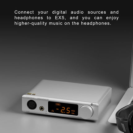 Topping EX5 MQA Dual ES9038Q2M DAC Bluetooth 5.0 LDAC DSD512 PCM 768kHz Hi-Res Audio HiFi Decoder Headphone Amplifier (Silver)
