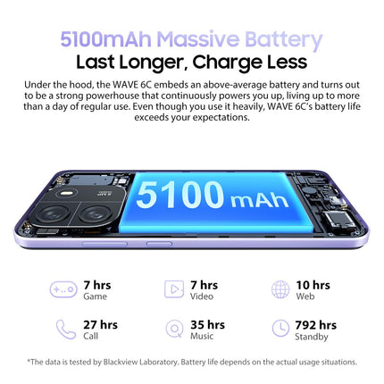 Blackview Wave 6C 4G nutitelefon ilma lepinguta, soodne, 6,5'' HD+, kaheksatuumaline 4GB+32GB (1TB väline SD), 5MP+8MP, 5100mAh aku, Android 13 DUAL SIM mobiiltelefon, Smart-K Box kõlar, GPS must