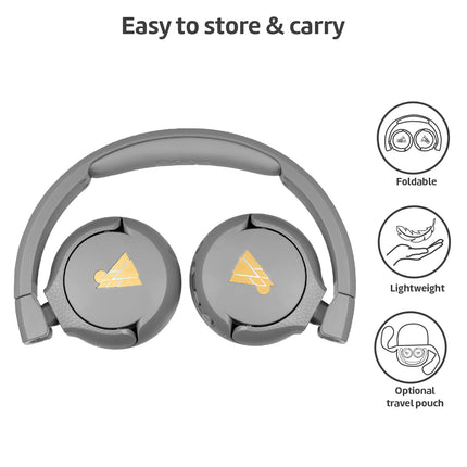 POGS juhtmevabad Bluetooth laste kõrvaklapid | Gecko 2 | Kokkupandavad ja vastupidavad laste kõrvaklapid alates 3. eluaastast | Helitugevuse piirang 85 dB | Mikrofon | Kõrvaklapid | Juhtmevaba muusika jagamise funktsioon (rGray)