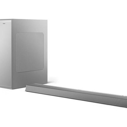 Philipsi juhtmevaba heliriba subwooferi/Bluetoothiga, 2.1 kanalit, 140 W, Dolby Audio, HDMI ARC, õhuke disain, seinakinnitusega - Bluetooth-kõlar Philips TAB6405/10, hõbedane