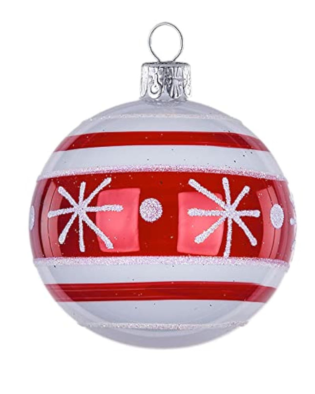 Set of 6 decorative balls (Ø 7 cm) made of mouth-blown glass for Christmas tree