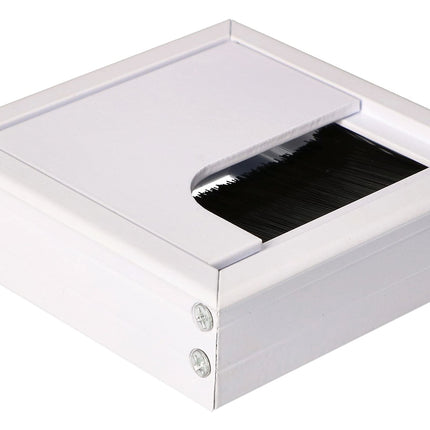 KOTARBAU® 2 alumiiniumist kaabliläbiviikude komplekt mööbli jaoks 80x80 mm, valge, kaablikarp, kaabliväljund, ruudukujuline, anodeeritud