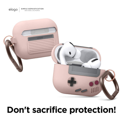 elago AW5 Protective Case Compatible with Apple AirPods Pro, Classic Portable Gaming Console Design with Keychain, [Patented USA] - Sand Pink