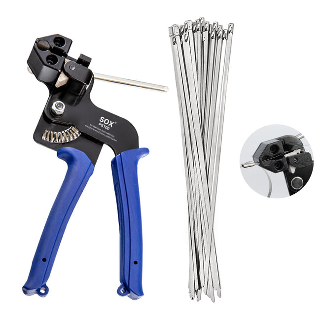100 roostevabast terasest kaablisidemet + kaablisidemed, metallist kaablisidemepüstol, roostevabast terasest kaablisidemed 4,6 x 300 mm, metallist kaablisidemed kaablite kimputamiseks, tööstuslikuks, põllumajanduslikuks