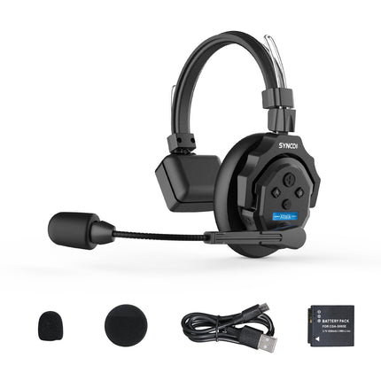 SYNCO juhtmevaba intercom-peakomplekt, XTALK X1 2,4 GHz täisdupleksne juhtmevaba sidesüsteem 24 tundi 350 miljonit filmitegemiseks (1 pakk)