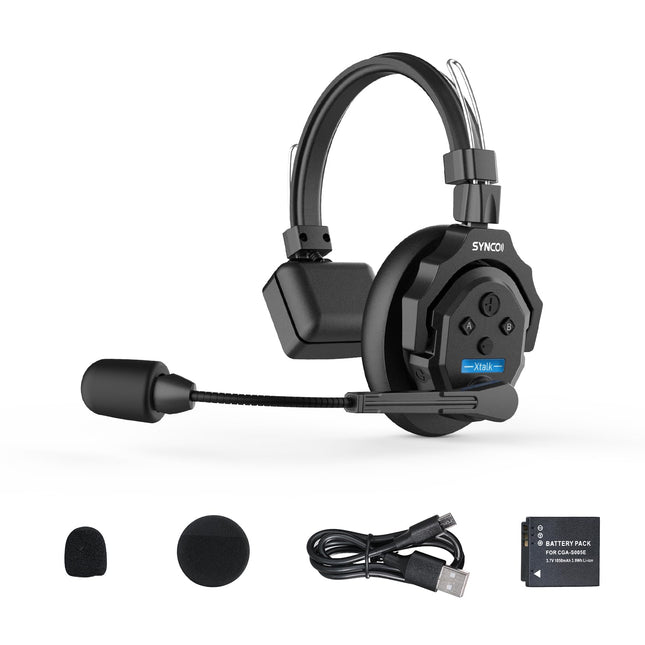 SYNCO juhtmevaba intercom-peakomplekt, XTALK X1 2,4 GHz täisdupleksne juhtmevaba sidesüsteem 24 tundi 350 miljonit filmitegemiseks (1 pakk)