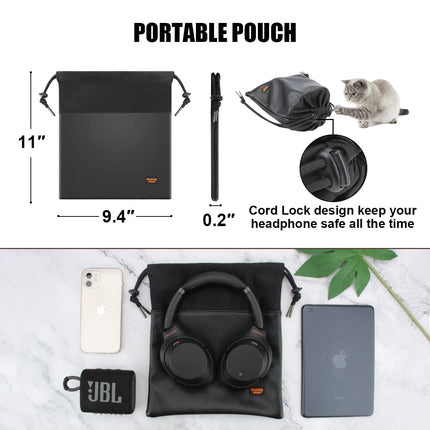 Desing Wish Leather Lightweight Headphone Bag Case Headset Storage Bag Headphone Case Headphone Bag Soft Travel Bag for Powerbank Electronics Jbl Tech Bag Storage Bag Carrying Bag
