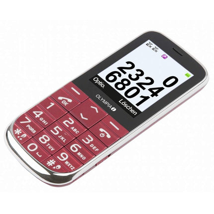 Olympia 2220 Joy II mobiiltelefon seenioridele ilma lepinguta suurte nuppude, valju helina ja kaameraga seenioridele mõeldud mobiiltelefon 2,4-tolline värviline ekraan, mini-SIM laualaadija, punane