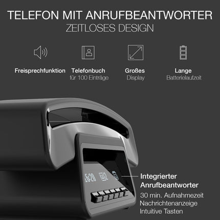 ALCATEL ePure Premium - Juhtmeta DECT lauatelefon automaatvastajaga - Vintage-disain - Nutika ekraaniga alus - Graafiline ekraan - Käed-vabad funktsioon - Kõnede blokeerimise funktsioon - Must