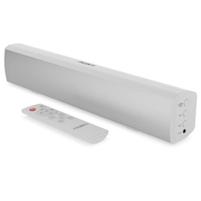 MAJORITY Bowfell heliriba telerile | Bluetooth arvuti kõlar | 50W 2.0 stereo | 39cm mini heliriba | Pult (valge)