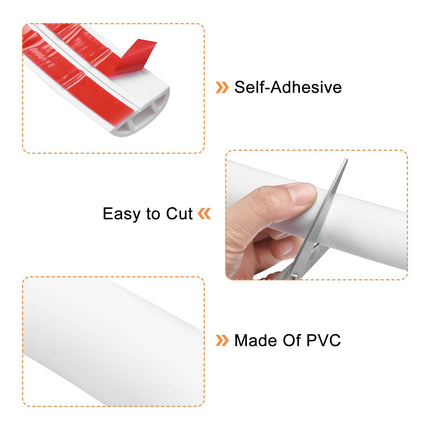 uxcell D30 1 m Floor Cord Cover, PVC Cord Cover Floor, Wire Cover for Extension Cords, Protect Wires and Prevent Cable Trips, Hole Width 1 cm, White