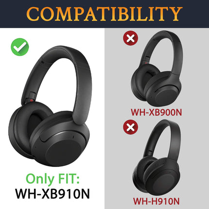SOULWIT vahetuskõrvapadjad Sony WH-XB910 XB910N Extra Bass mürasummutavatele kõrvaklappidele, Sony WHXB910N juhtmevabadele Bluetooth-peakomplektidele, vahetuspadjad pehmema valknahast