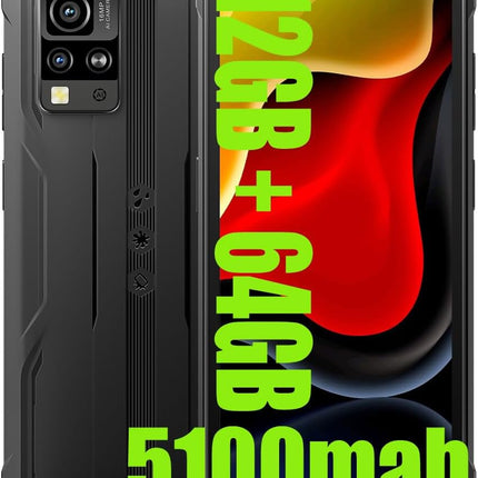 Blackview BV4800 SE välistingimustes kasutatav mobiiltelefon, 5100mAh, 12GB+64GB/2TB (2025), lepinguta nutitelefon, 6.56" 90Hz, IP69K veekindel, ehitusplatsi telefon, 16MP+8MP/kaks 4G/OTG/GPS/NFC (must)