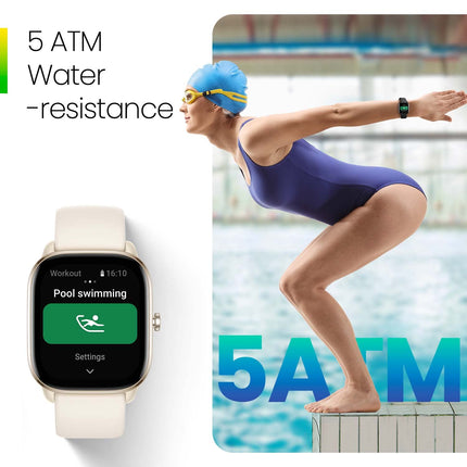 Amazfit GTS 4 Mini Smartwatch with Built-in 24-Hour Heart Rate and Blood Oxygen Monitoring by Alexa, 5 Satellite Tracking Systems, 120+ Sports Modes, 5 ATM Fitness Tracker