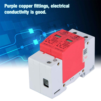 Surge Arrester, LT1-65, 2P 385VAC 65KA, 35 mm DIN Rail Mounting, Home Surge Protection Low Voltage Arrester Lightning Protection (2P65KA)