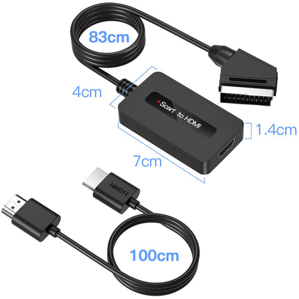 SUNNATCH Scart to HDMI Converter with HDMI Cable and Scart Cable, Male Scart to HDMI Adapter
