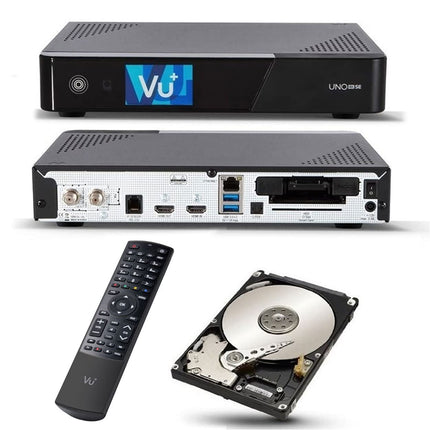 VU+ UNO 4K SE 1x DVB-S2 FBC kaksiktuuner 2TB kõvakettaga Linux vastuvõtja UHD 2160p