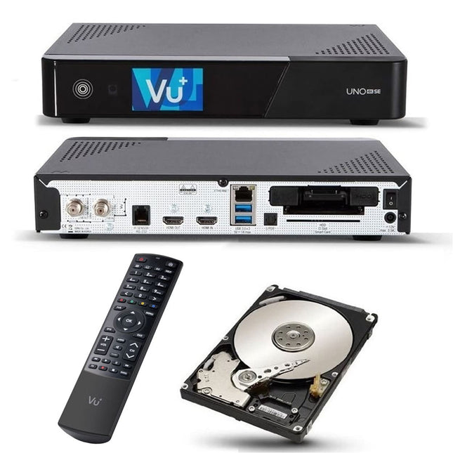 VU+ UNO 4K SE 1x DVB-S2 FBC kaksiktuuner 2TB kõvakettaga Linux vastuvõtja UHD 2160p