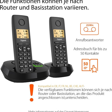 Gigaset PURE 120A Duo - 2 juhtmeta telefoni automaatvastajaga - ECO DECT - Ära sega - valgustatud ekraan - kuuldeaparaatidega ühilduv, antratsiitmust [Ühildub Saksamaal, Itaalias, Prantsusmaal, Hollandis, Belgias, Šveitsis, Austraalias]
