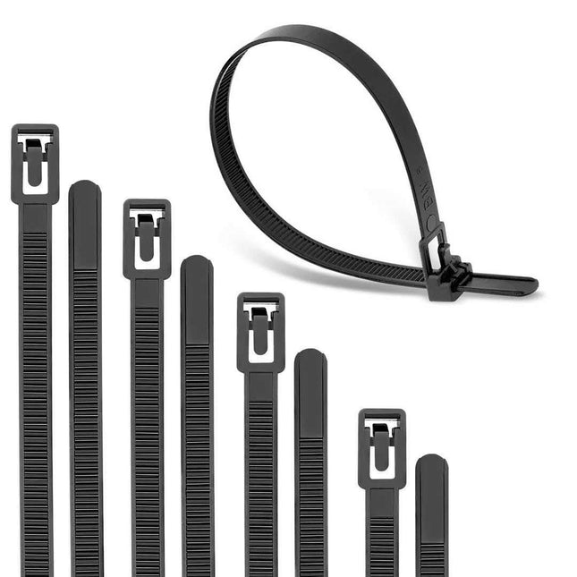 200 tükki korduvkasutatavaid kaablisidemeid, mustad eemaldatavad korduvkasutatavad kaablisidemed, ümar disain, ei tee käsi haiget, kergesti avatavad (6 + 8 + 10 + 12 tolli, 50 tükki igaüks)