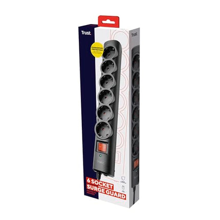 Trust Surge Guard 6-Port Surge Protector, Black