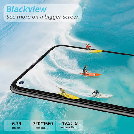 Blackview A90 Android 11 Smartphone, Helio P60 Octa-Core, 4GB RAM 128GB Expandable, 6.39-inch Mobile Display, 12MP + 8MP AI Rear Camera, 4280mAh Battery, NFC, 4G LTE Dual SIM - Black