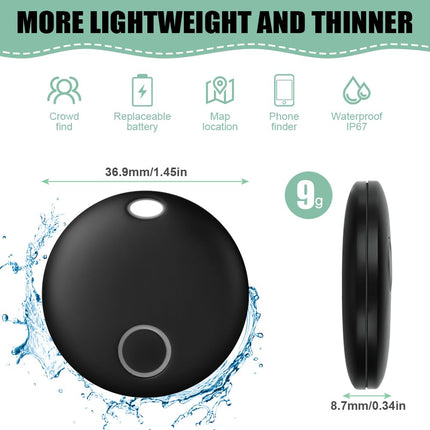 Ainiv Smart Tag Pro, 4-osaline võtmeleidja, kohvri jälgija, mis ühildub Apple Find My? rakendusega (ainult iOS), kadumisvastane Bluetooth-võtmeleidja pagasi/kottide jaoks, vahetatav aku, IP67 veekindel