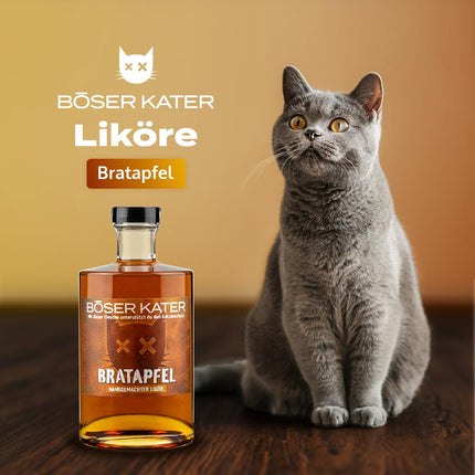 BÖSER KATER küpsetatud õunalikööri kinkekomplekt 2 klaasiga | Puuviljane, vürtsikas talvine õunaliköör | Puhtaks naudinguks ja põnevateks kokteilideks | Jõulukingiidee | Käsitsi valmistatud 0,5l 20% vol.