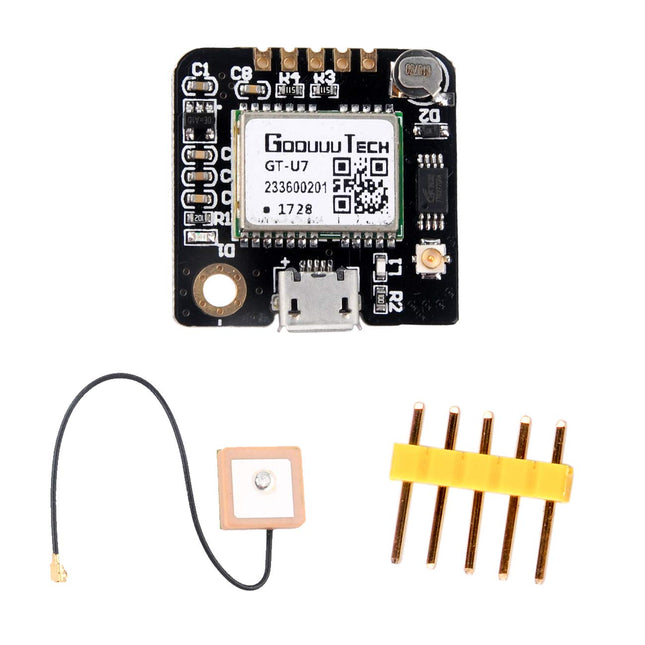Geekstory GT-U7 GPS-moodul GPS-vastuvõtja navigatsioonisatelliit EEPROM-iga, ühildub 6M 51 mikrokontrolleriga STM32 UO R3+ IPEX aktiivse GPS-antenniga Arduino drooni ja Raspberry Pi lennu jaoks