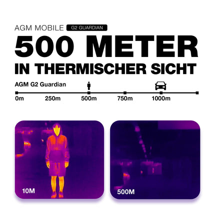 AGM G2 Guardian 5G välistingimustes kasutatav nutitelefon 500-meetrise termokaameraga, 12 GB muutmälu + 256 GB ROM-mälu, 256 x 192 autofookusega 10 mm objektiiv, Qualcomm QCM6490, 108 MP kaamera, 6,58" FHD+ 120 Hz