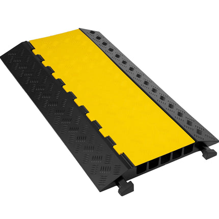 VEVOR Cable Protector, 5-Channel Cable Protector Made of Commercial Thermoplastic Rubber with Modular Design, High Security for Wide Applications, Warehouses, 87.5 x 50 x 5 cm, Black