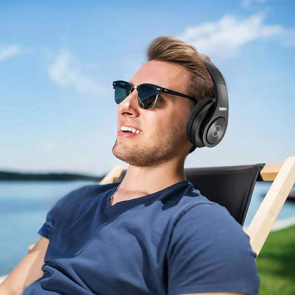 TUINYO Bluetooth-kõrvaklapid kõrva peale, juhtmevabad kõrvaklapid mikrofoniga, HiFi stereo, kokkupandavad ja kerged juhtmevabad peakomplektid teleri/arvuti/mobiiltelefoni ja reisimise/töö jaoks (mustad)