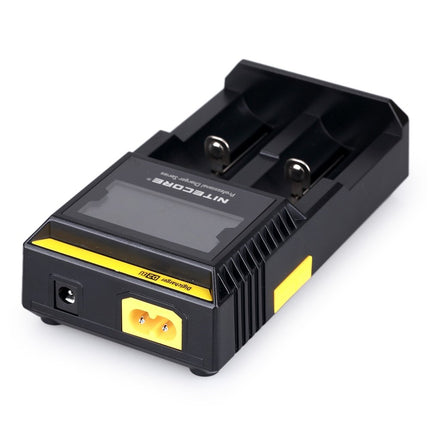 NiteCore D2 EU Intellicharger intelligentne nutikas universaalne LCD-ekraaniga topeltakulaadija must 18650 18350 26650 AAA AA CR123A akudele