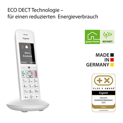 Gigaset E370HX - DECT-telefonitoru laadimisalusega - Fritzbox-ühilduv - Juhtmeta seenioride telefon ruuteri ja DECT-aluse jaoks - SOS-funktsioon - Lihtne kasutada - Värviline ekraan, valge