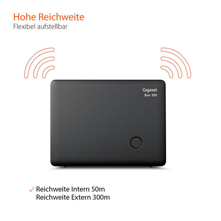 Gigaset Box 100 - DECT base station for your own communication system, supports up to 6 handsets - for analog telephone connection, black [German version]