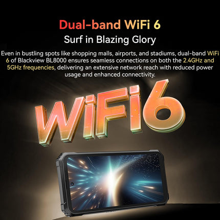Blackview Outdoor Smartphone Dual 5G BL8000, Dimensity 7050 24GB+512GB, 50MP Camera, 6.78'' 2.4K Dual Screen, 8800mAh Battery, 33W Fast Charging, IP68 Waterproof Mobile Phone, NFC GPS OTG Gold
