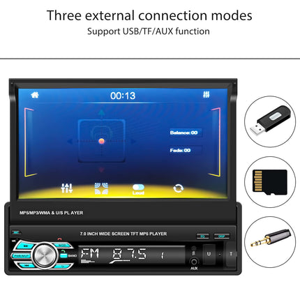 Hikity Carplay autoraadio ekraaniga 7-tolline autoraadio Bluetooth käed-vabad süsteem tahavaatekaameraga 1Din manuaalne pikendatav ekraan puutetundlik autoraadio FM USB AUX TF Mirrorlink
