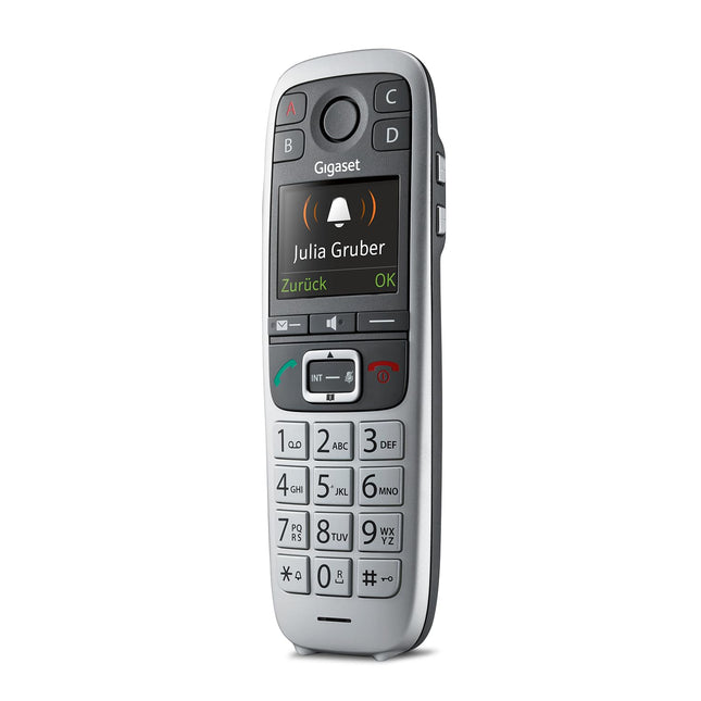 Gigaset E560HX - DECT-telefonitoru laadimisalusega - Fritzbox-ühilduv - Juhtmeta seenioride telefon ruuteri ja DECT-aluse jaoks - Hädaabikõne 4 numbriga, hõbedane [Saksa versioon] [Ilma aluseta]