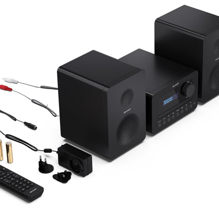 SHARP XLB520D HI-FI helisüsteem kompaktne süsteem (40 vatti, digitaalraadio DAB+ ja FM-tuuneriga, Bluetooth), must