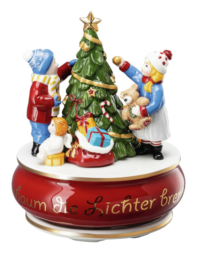 Hutschenreuther 2023-The Lights Are Burning on the Christmas Tree Music Box, Material Mix, Multi-Coloured, Large