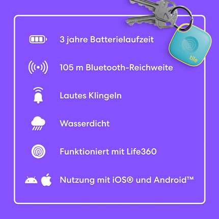 Tile by Life360 Mate (2024) – Bluetooth-jälgija, võtme- ja esemeleidja võtmete, kottide ja muu jaoks. Telefonileidja. Ühildub iOS-i ja Androidiga. Telefonileidja. 1 tk pakk (sidruniroheline)