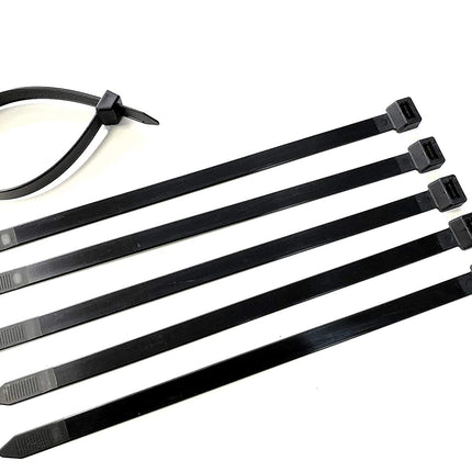 Heavy-duty cable ties, ultra-strong, large, made of nylon, industrial quality, with a tensile strength of 110 kg, 12 x 290 mm, black, 50 pieces